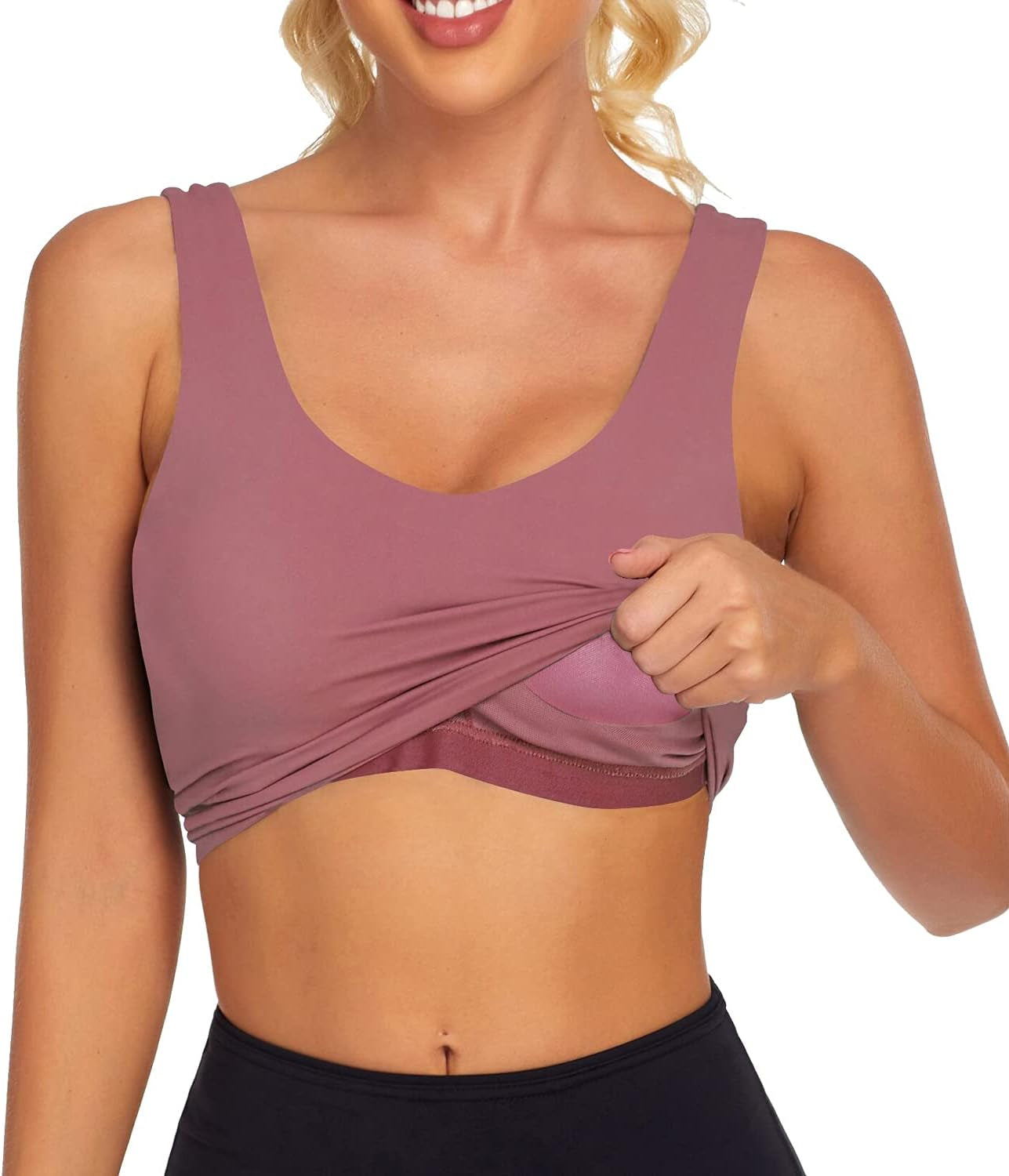 Women’s Workout Crop Tops – Athletic Tank with Built-In Bra