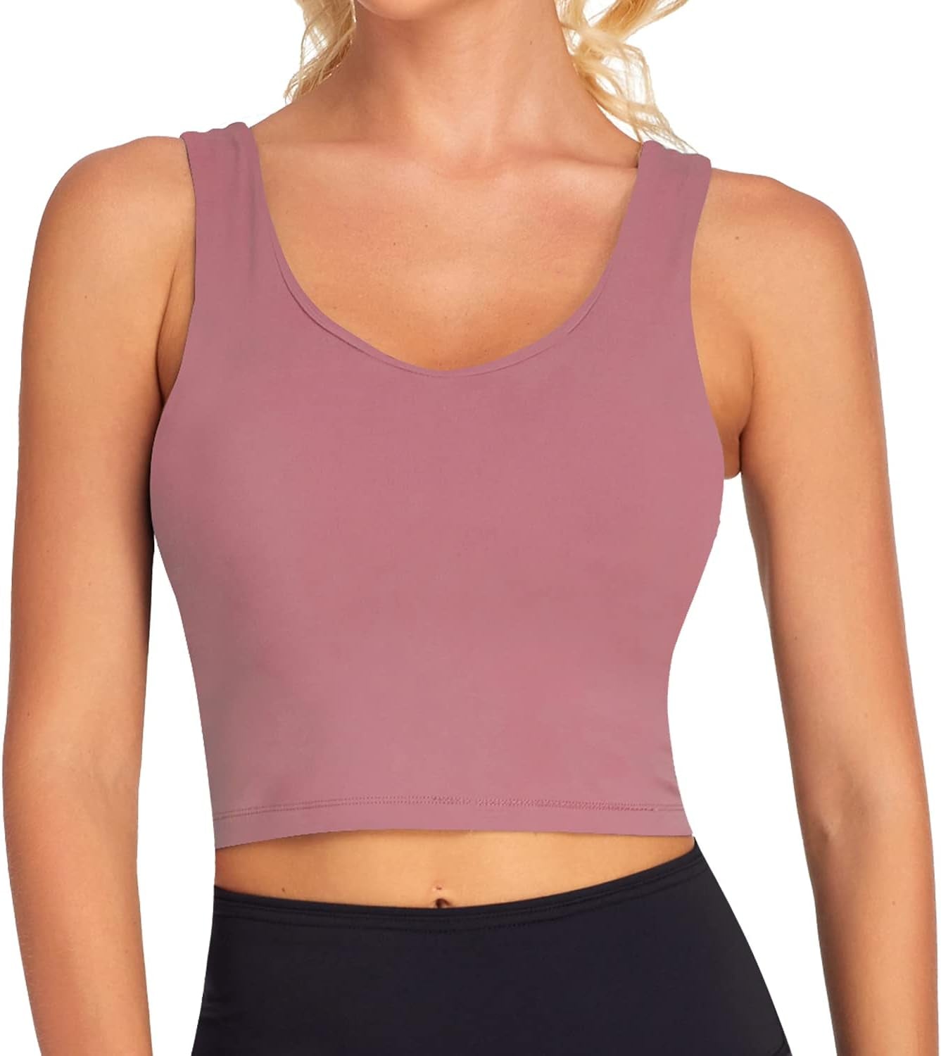 Women’s Workout Crop Tops – Athletic Tank with Built-In Bra