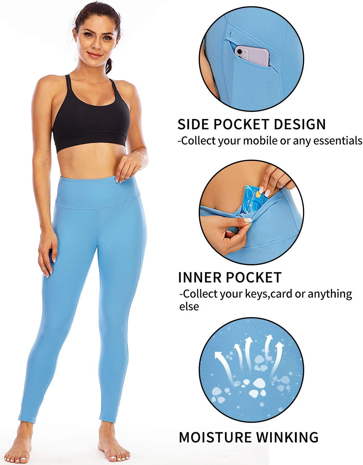 Women’s Tummy Control Leggings – High-Waisted Workout Pants with Pocket