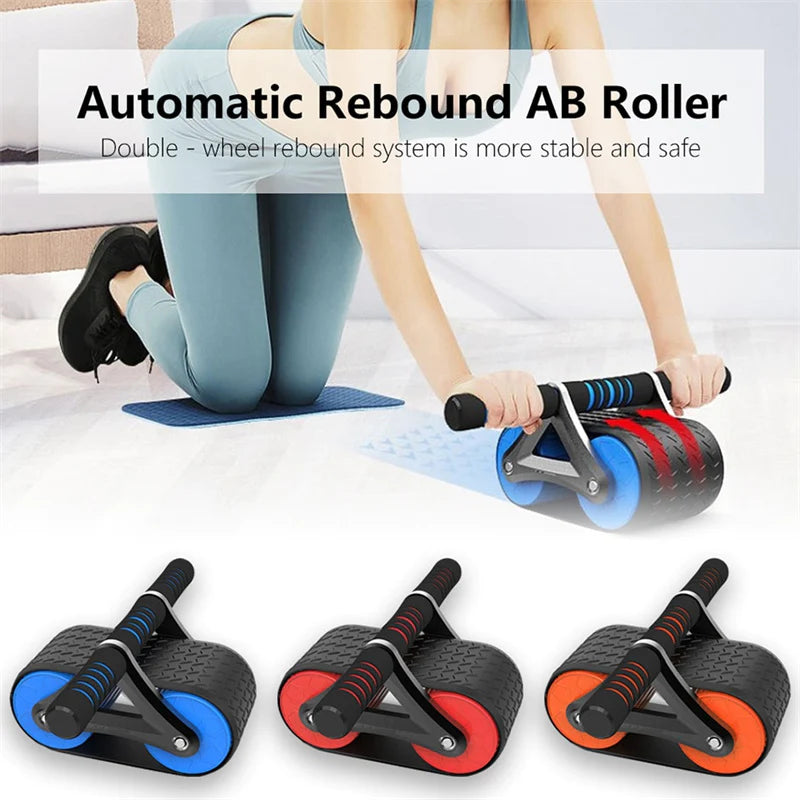 Double Wheel Ab Roller with Auto Rebound for Home Gym