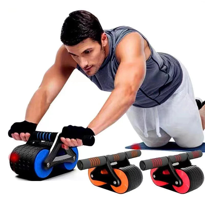 Double Wheel Ab Roller with Auto Rebound for Home Gym