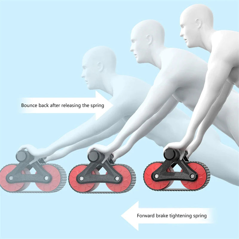 Double Wheel Ab Roller with Auto Rebound for Home Gym