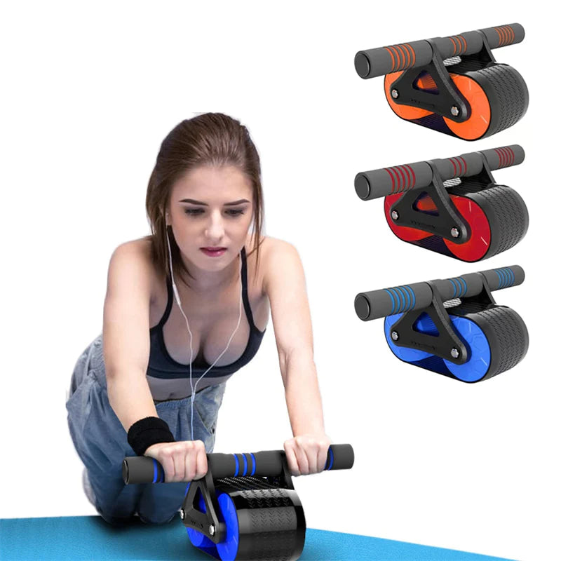 Double Wheel Ab Roller with Auto Rebound for Home Gym