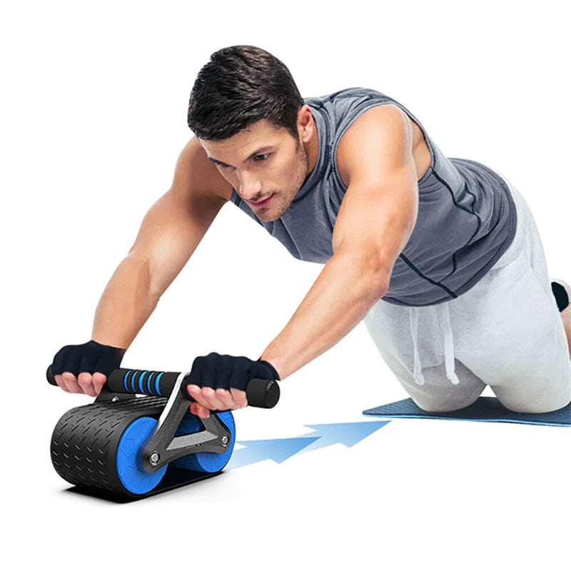 Double Wheel Ab Roller with Auto Rebound for Home Gym